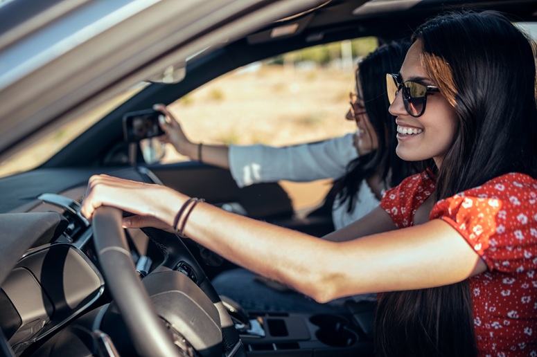 Two women in a car