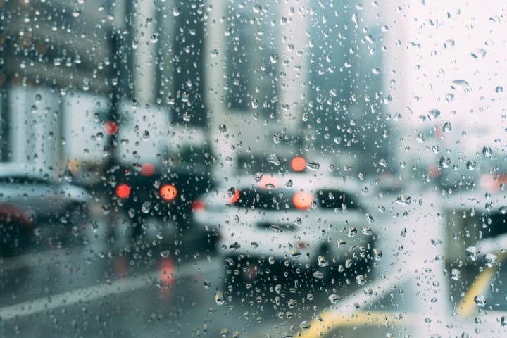 rainstorm and cars