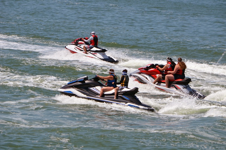 People riding jet skis.